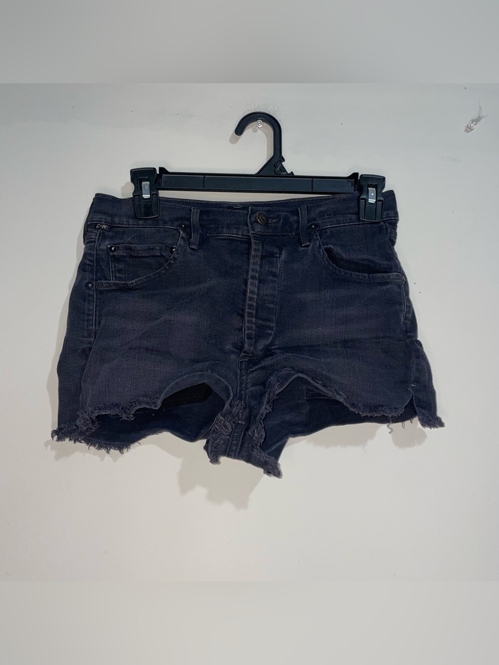 Citizens Of Humanity Black Denim 26 Button Fly Cutoff Shorts Grunge Summer